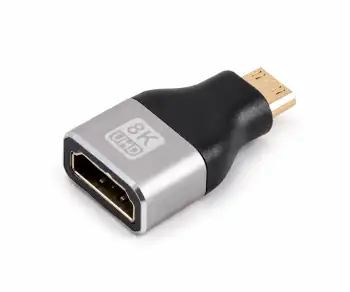 DINIC HDMI-C (Mini) Adapter, HDMI-A Buchse, 8K 8K (60Hz), 4K (120Hz), HDMI 2.1, Alu, DINIC Box mit Euroloch