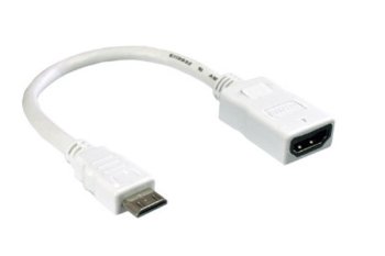 Adapter miniHDMI Typ C (19pin) Stecker auf HDMI Typ A (19pin) Buchse, weiß, DINIC Blister, Länge 0,20m