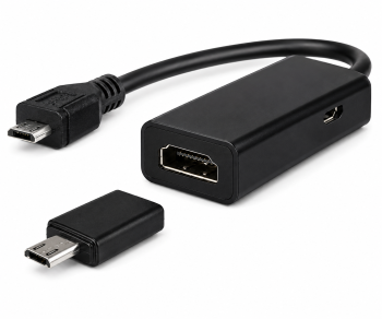 Connettore MHL (Micro USB) a presa HDMI, ad esempio HTC, LG, SONY + adattatore per Samsung S3/S4, nero, blister DINIC, 0,20 m