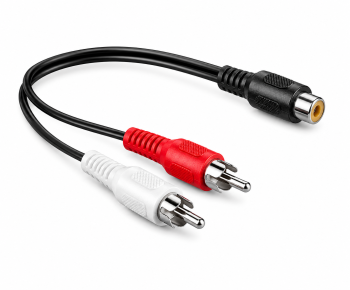 DINIC-audiokabel 1x RCA-stekker - 2x stekker, zwart, DINIC-doos met Euro-gat, lengte 0,20m