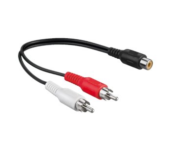 Câble audio DINIC 1x RCA femelle - 2x mâle, noir, DINIC Box avec trou européen, longueur 0,20m