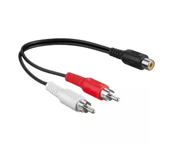 DINIC audio cable 1x cinch socket - 2x plug, 0.2m, black
