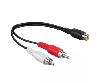 Kabel audio DINIC 1x gniazdo RCA - 2x wtyczka, 0,2 m, czarny