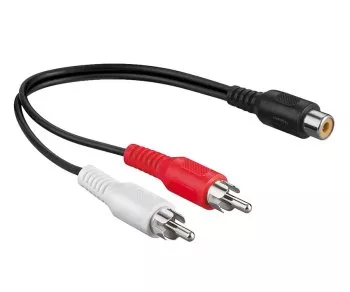 Adaptor audio de la 1 x priză RCA la 2 x mufă, 0,20 m, blister DINIC