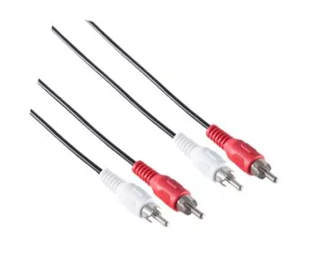Audio video cable cinch plug to plug, 2x cinch to 2x cinch, black, DINIC box with Euro hole, length 2m