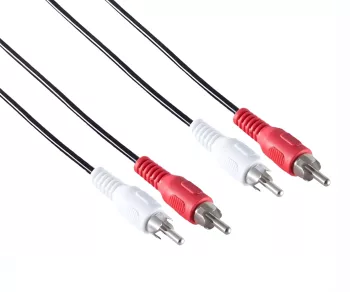 Audio-Video Kabel Cinch Stecker auf Stecker, 2x Cinch auf 2x Cinch, schwarz, DINIC Box mit Euroloch, Länge 2m