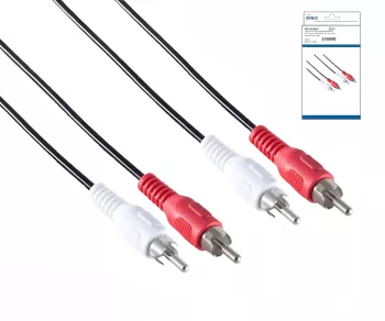 DINIC Audio Kabel 2x RCA Mannelijk naar Mannelijk, 5m Aansluitkabel zwart
