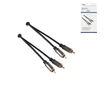 HQ stereo RCA-kabel, svart, 2x RCA-plugg til 2x RCA-plugg, 1,5 m, DINIC-boks