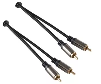 HQ Stereo Cinch Kabel, schwarz, 2x Cinch Stecker auf 2x Cinch Stecker, 2,5m, Dinic Box