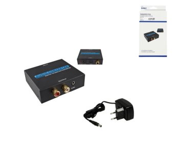 Digital/Analog Audiowandler, konvertiert digitale in analoge Audiosignale, schwarz, DINIC Box mit Euroloch