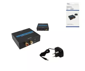Digitaal/analoog audioomzetter, zet digitale naar analoge audiosignalen om, zwart, DINIC-box met Eurogat