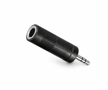 Audio adapter 3.5mm stereo plug to 6.35mm socket, black, DINIC box with Euro hole
