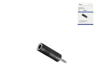 Audioadapter 3,5mm Stereo Stecker auf 6,35mm Buchse, schwarz, DINIC Box mit Euroloch