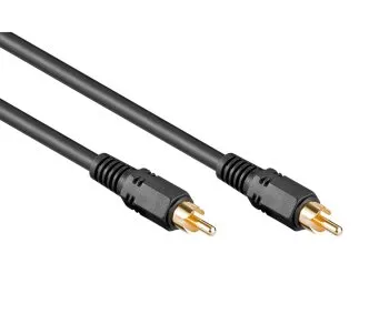 Audio-videokabel RCA-plugg til plugg, tilkoblingskabel, høy kvalitet, RG 59/U, svart, 2,00 m