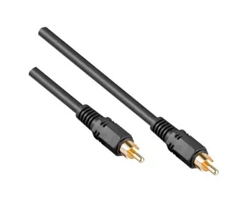 Audio-video cable RCA to RCA, male to male, high quality, RG 59/U, black, DINIC box with Euro hole, length 2m
