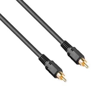 Audio-video cable RCA plug to plug, connection cable, high quality, RG 59/U, black, DINIC box with Euro hole, length 5.00m