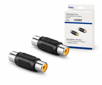 DINIC Adapter, Doppel Cinch Buchse, 2 Stück zum Verbinden von Cinchkabeln, DINIC Box mit Euroloch