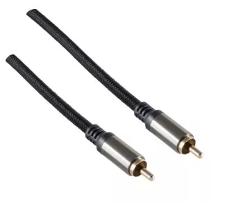 HQ Cinch coaxial cable, textile fabric, black, Cinch plug - Cinch plug, cable diam. 5.8mm, 1.5m, DINIC Box