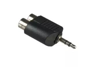 Adaptador de áudio com ficha estéreo de 3,5 mm para 2 tomadas RCA preto