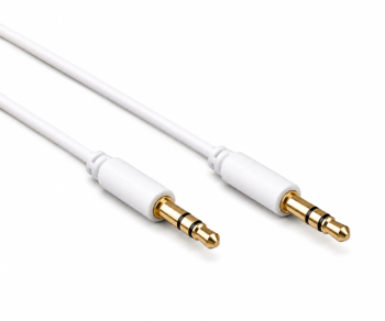 Cable de audio con conector jack estéreo de 3,5 mm (macho a macho), blanco, en blíster DINIC, longitud 1,50 m