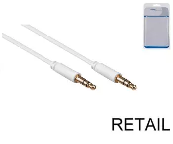 Audio Cable 3,5mm Stereo jack male to male, white, 1,50m