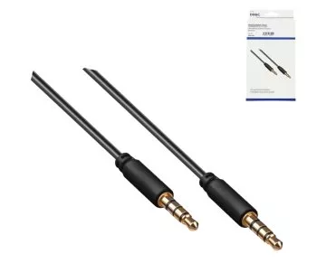 Audio kábel 3,5 mm 4pin jack na jack (stereo), 1,5 m, čierny