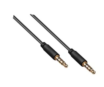 Audio kabel 3,5 mm 4pin jack na jack (stereo), 1,5 m, černý