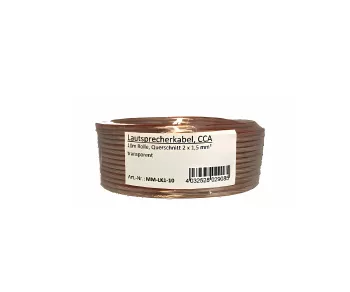 Luidsprekerkabel transparant CCA, rol van 10 m, doorsnede 2 x 1,5 mm², 10,00 m