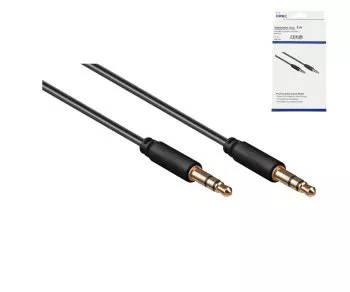 Audio Cable 3,5mm Stereo jack male to male, black, 1,00m