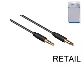 Audiokabel 3,5mm stereo jack plug naar plug, zwart, lengte 5m, DINIC blisterverpakking