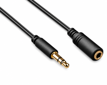 Audioverlängerung 3,5mm Stereoklinke Stecker auf Buchse, schwarz, DINIC Box mit Eurloch, Länge 5,00m
