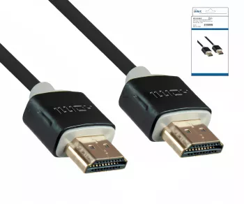 Super Slim HDMI 1.4 cable male to male, 1m DINIC Monaco Range, AWG 36, OD 3.6mm, black