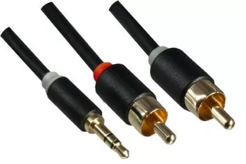 Audio Cable 3,5mm Stereo jack to 2x RCA male, Monaco Range, black, 10,00m