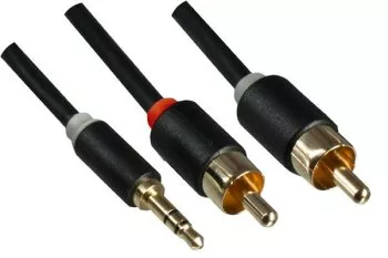 Audiokabel 3,5mm St. auf 2x Cinch St., Monaco Range, schwarz, DINIC Blister, Länge 5,00m