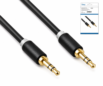 Audiokabel 3,5mm Stereo Klinke St. auf St., DINIC Monaco Range, schwarz, DINIC Box mit Euroloch, Länge 0,50m