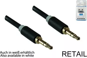 Cavo audio da jack stereo da 3,5 mm a spina, gamma Monaco in nero, blister DINIC, lunghezza 0,50 m