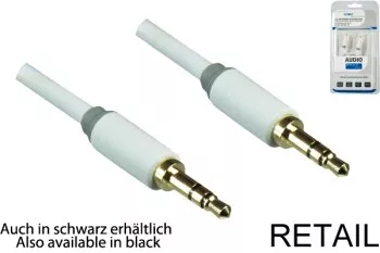 Audio Cable 3,5mm Stereo jack male to male, Monaco Range, white, 2,00m