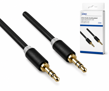 Audio Kabel 3,5mm Stereo Klinke St. auf St., schwarz, DINIC Box mit Euroloch, Länge 5m