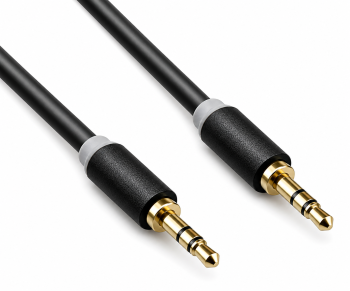 Audio Kabel 3,5mm Stereo Klinke St. auf St., schwarz, DINIC Box mit Euroloch, Länge 5m