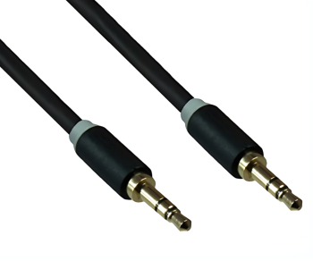 Audio cable 3.5mm stereo jack male to male, DINIC Monaco Range, black, DINIC box with Euro hole, length 0.50m
