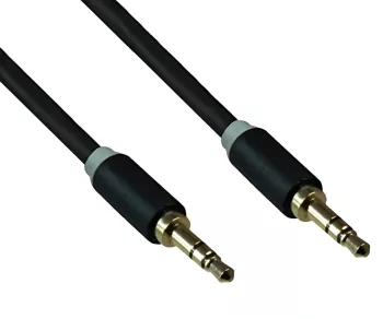 Audio cable 3.5mm stereo jack male to male, black, DINIC box with Euro hole, length 5m