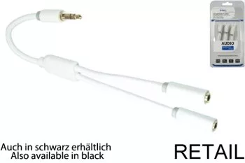 Audio Adapter 3,5mm Stereo jack male to 2x Stereo jack female, Monaco Range, white, 0,20m
