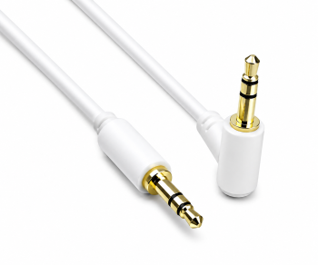 Audiokabel 3,5mm Klinke St. auf 90° St., DINIC Monaco Range, weiß, DINIC Box mit Euroloch, Länge 2,00m