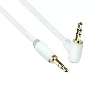 Audio cable 3.5mm jack male to 90° male, DINIC Monaco Range, white, DINIC box with Euro hole, length 2.00m