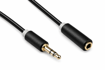 Audiokabel 3,5mm Klinke St. auf Bu., Monaco Range, Verlängerung, schwarz, DINIC Blister, Länge 2,00m