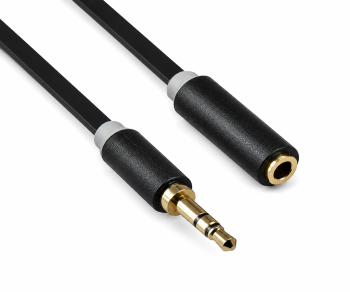 Audiokabel 3,5mm Klinke Stecker auf Buchse, DINIC Monaco Range, Verlängerung, schwarz, DINIC Box mit Euroloch, Länge 2,00m