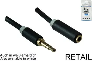 Cavo audio da jack 3,5 mm maschio a femmina, lunghezza 2,00 m Gamma Monaco in nero, prolunga, confezione blister DINIC