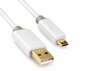 Kábel USB HQ, od konektora A po konektor micro B, pozlátený konektor, biely, krabička DINIC s eurodierovaním, 1 m