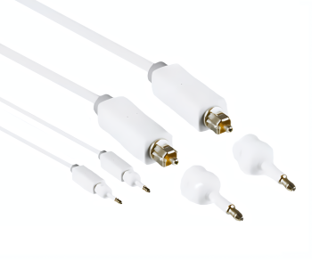 Toslink cable 4mm including 2 mini adapters, white, 2m DINIC Monaco Range, HQ plug, white
