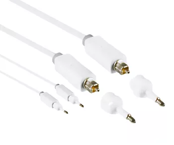 Toslink cable 4mm including 2 mini adapters, white, 2m DINIC Monaco Range, HQ plug, white